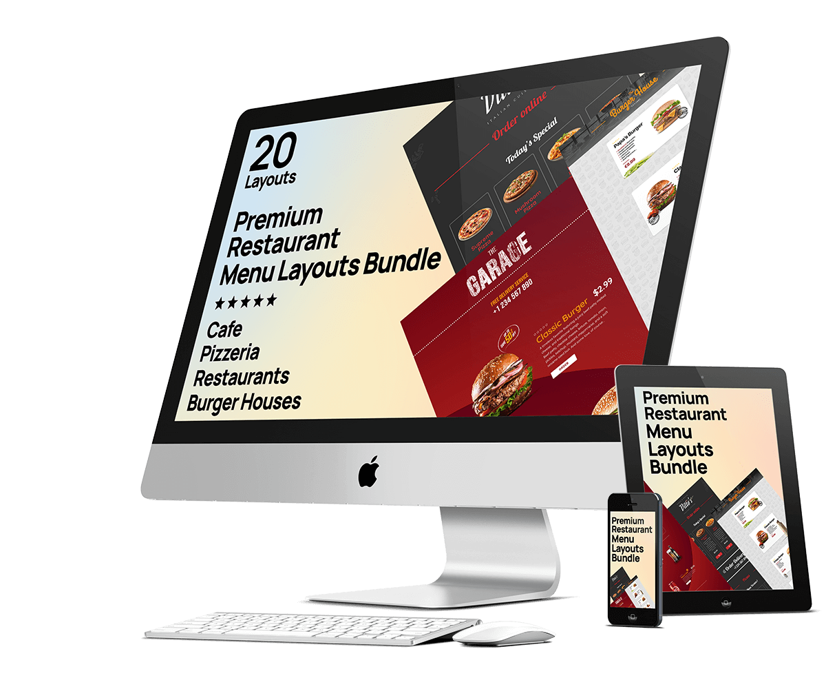 Menu Layouts Bundle for Restaurants, Cafes, Pizzerias and Burger Houses for Divi created by Divi.Expert